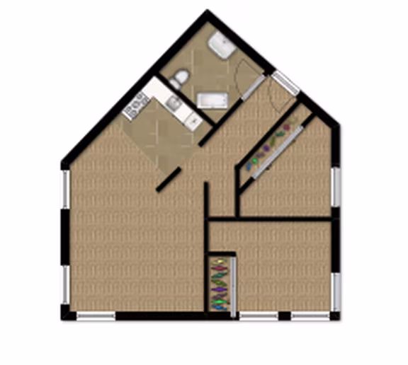 2 BDRM 1 BA N2 floor plan